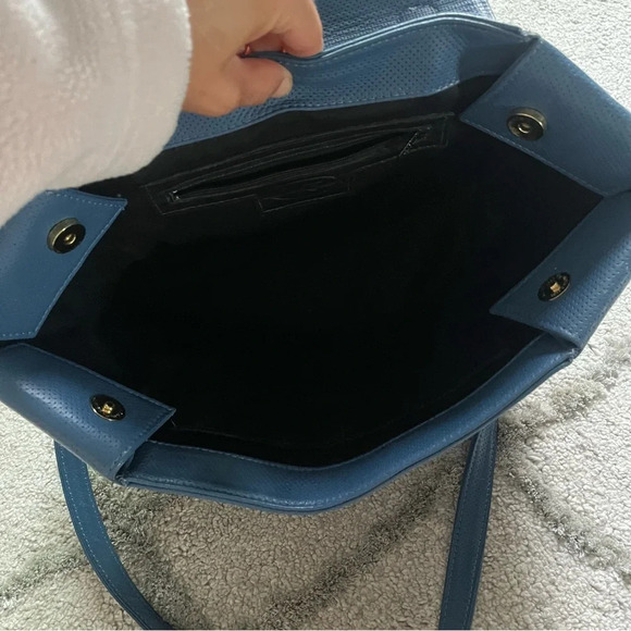 ONNA EHRLICH Amelia Leather Satchel with Tassel blue bag top handle - Picture 4 of 15